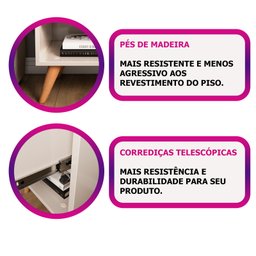 Conjunto 2 Mesa de Cabeceira Glamur Tokio Decor Pé Madeira Gaveta Estofada Corrediça Telescopica-jc - 3