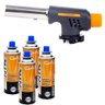 Kit Maçarico Culinário com Regulagem de Chamas Portátil + 8 Refil Gás NTK - 1