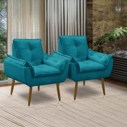 Kit 2 Poltronas Decorativas Opala Recepção Luxo Confortável - 2