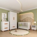 Ver imagem 2 de Quarto de Bebê Completo com Berço 3 em 1 com Colchão Incluso Multimóveis Mp4400 Branco Natural