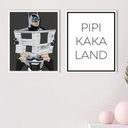 Ver imagem 2 de Kit 2 Quadros Divertidos Banheiro Herói no Vaso 24x18cm:madeira Preta