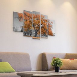 Quadro Decorativo paisagem Arvore Colorida - Marrom - 5