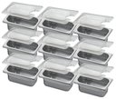 Ver imagem 1 de Conj 10 Cuba Gastronômica Inox GN 1/9x65 mm 0,67 L sem alça COM TAMPA COM ABERTURA
