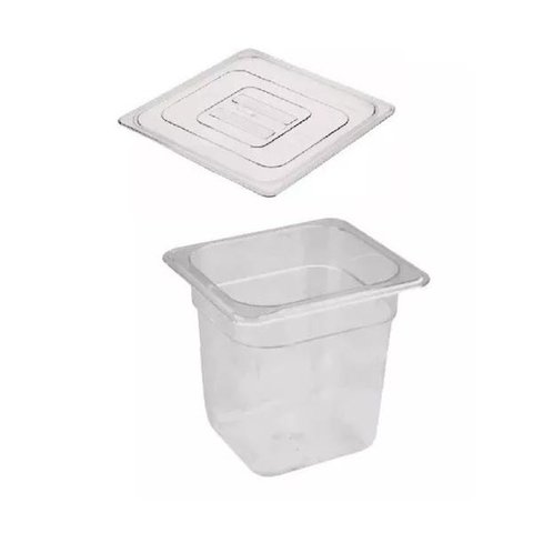 Cuba Gastronômica Policarbonato GN 1/6X150 mm 2,2 L Transparente com Tampa Poli Simples