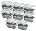 Ver imagem 1 de Conj 8 Cuba Gastronômica Inox Gn 1/9x65 mm 0,67 L sem Alça com Tampa com Abertura
