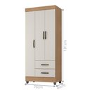 Ver imagem 2 de Roupeiro 3 Portas 2 Gavetas Lite Nature Off White 76cm Quarto Solteiro Mdp