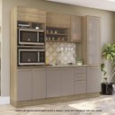 Ver imagem 1 de Armário de Cozinha Modulada Completa Reta 4 Peças 2,40m 195 Botanic Kappesberg - Nogueira/Fendi