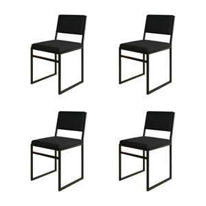Kit 4 Cadeiras de Jantar Industrial Isa Assento Veludo Preto