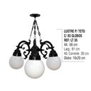 Ver imagem 2 de Lustre Colonial para Teto com Corrente em Alumínio 03 Globos