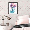 Ver imagem 1 de Quadro Infantil Menina Sereinha Aquarela 33x24cm - com Vidro:madeira Branca