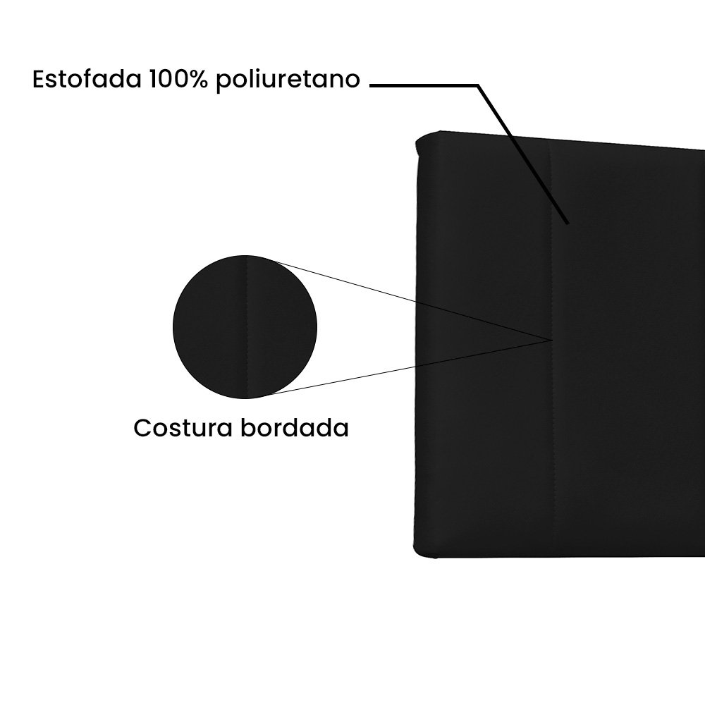 Cabeceira Painel Solteiro 0,90m Ravenna Corano - Pallazio - Preto - 4