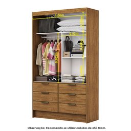 Guarda Roupa Casal Modulado Sevilha 5 e 2 Portas 8 Gavetas com Cama Casal Carioca Móveis - 7