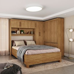 Guarda Roupa Casal Modulado Sevilha 5 e 2 Portas 8 Gavetas com Cama Casal Carioca Móveis - 2