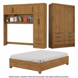 Guarda Roupa Casal Modulado Sevilha 5 e 2 Portas 8 Gavetas com Cama Casal Carioca Móveis - 1