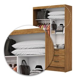 Guarda Roupa Casal Modulado Sevilha 5 e 2 Portas 8 Gavetas com Cama Casal Carioca Móveis - 9