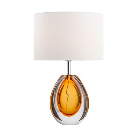 Abajur Decorativo Luminária de Mesa Santorine em Cristal Âmbar 59x36cm