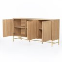Ver mais imagens de Balcão Square 3 Portas 100% MDF Pés de Metal 160 cm X 45 cm Tauari/Dourado