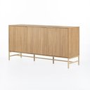 Ver imagem 6 de Balcão Square 3 Portas 100% MDF Pés de Metal 160 cm X 45 cm Tauari/Dourado