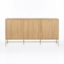 Ver imagem 1 de Balcão Square 3 Portas 100% MDF Pés de Metal 160 cm X 45 cm Tauari/Dourado