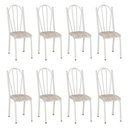Ver imagem 1 de Kit 8 Cadeiras de Cozinha Alasca Estampado Rattan Pés de Ferro Branco - Pallazio