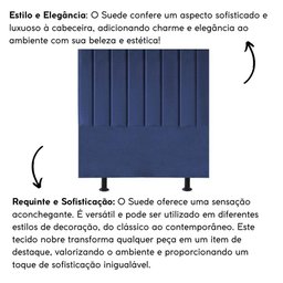 Cabeceira Estofada Cama Casal 140 Cm Esther Suede e Frame Cor:azul Marinho - 3 Cabeceira Estofada Cama Casal 140 Cm Esther Suede e Frame Cor:azul Marinho - 3