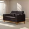 Sofá Living Valência 1,58 Mts C/base Madeira Decor - Corino Marrom - 1