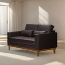 Ver imagem 1 de Sofá Living Valência 1,58 Mts C/base Madeira Decor - Corino Marrom