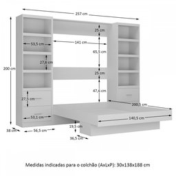 Cama de Casal Articulada 4 Gavetas Branco 8303 - Foscarini - 4