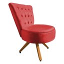 Ver imagem 2 de Poltrona Decorativa Royal Base Giratória de Madeira Slk Decor Vermelho