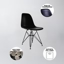 Ver imagem 3 de Mesa Sala de Jantar Industrial Clips Amêndoa 135x75 com 6 Cadeiras Eiffel Pretas de Ferro Preto