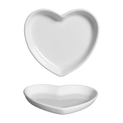 Prato Coração em Cerâmica Raso 2cm X 12cm X 12.5cm Branco