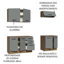 Ver imagem 7 de Kit com 2 Balcões e 2 Armários Aéreos Multiuso 200cm Rustic/cinza Agata Madesa Rustic/cinza