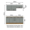 Ver mais imagens de Kit com 2 Balcões e 2 Armários Aéreos Multiuso 200cm Rustic/cinza Agata Madesa Rustic/cinza