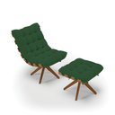 Ver imagem 1 de Kit 01 Poltrona e 01 Puff Giratório Costela Veludo Verde Base Madeira MA25 - D’Rossi