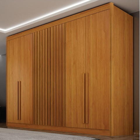 Guarda Roupa Diamante Gold 6 Portas Ripado Cinamomo - Leifer