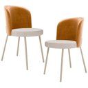 Ver imagem 1 de Kit 2 Cadeiras Sala de Jantar Estofada Gavi Arena L02 Couríssimo Whisky Linho Cru Lyam Decor