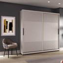 Ver imagem 1 de Guarda Roupa Quarto 2 Portas de Correr 235x237 cm Avignon Cinza Claro MDF Casamia