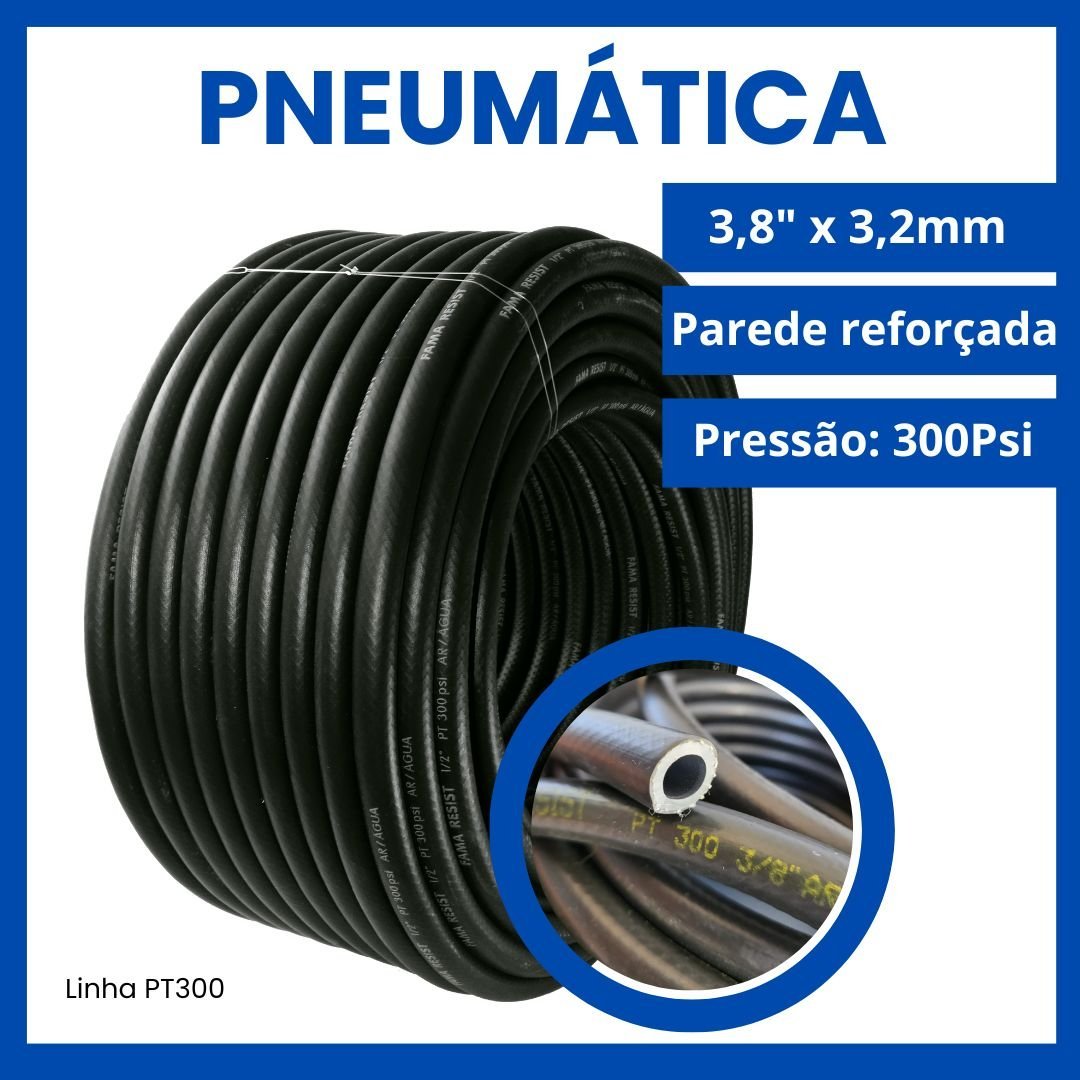 Mangueira Pneumática Trançada Fama PT 300 - 3/8x3,2 25m - 3