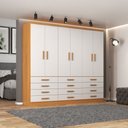 Ver imagem 1 de Guarda-roupa Casal Arkansas 6 Portas 12 Gavetas Cinamomo/branco - Pnr Móveis