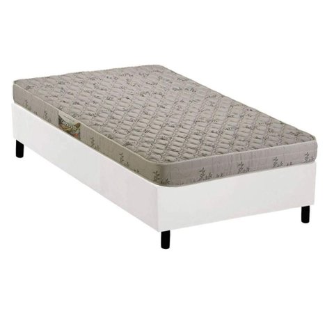 Cama Box Solteiro: Colchão Espuma D33 Herval Cannes + Base Crc Corano White (88x188)