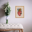 Ver imagem 2 de Quadro Moldura Dourada Coração Flores Borboleta 24x18cm:com Vidro