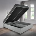 Ver imagem 3 de Cama Baú Casal 138x188 Bipartido Courino Linho Cinza com Dual Firm Espuma Ecoflex