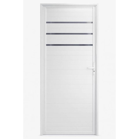 Porta de Giro Alumínio Branco Lambril c/Maçaneta Friso Maxx - 210x70 - Direita