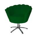 Ver imagem 1 de Jogo 2 Poltronas Para Sala Comercial Base Giratória de Metal Pétala Suede Verde - LM DECOR