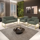 Ver imagem 2 de Namoradeira e 2 Poltronas Industrial Dourado Elisa Bouclê D03 - D'Rossi