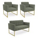 Ver imagem 1 de Namoradeira e 2 Poltronas Industrial Dourado Elisa Bouclê D03 - D'Rossi