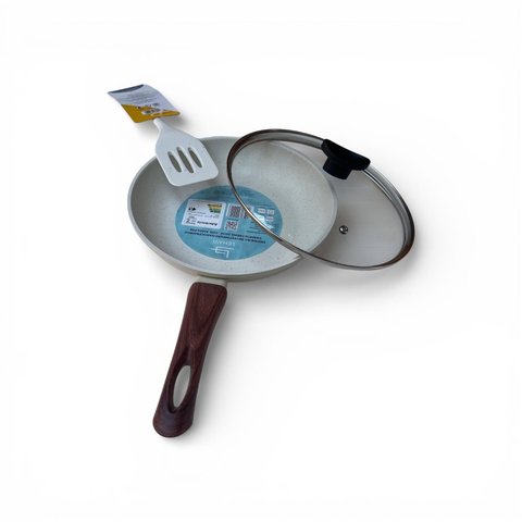 Frigideira 24 Cm Nanoceromico Tampa,espatula Dura Marmore Utensilios do Chef
