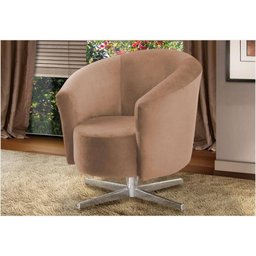 Poltrona Paris Com Base Giratória Suede Animale Capuccino - Ibiza - 1
