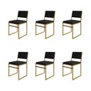Ver imagem 1 de Kit 6 Cadeiras de Jantar Industrial Isa Assento Veludo Preto Base Dourado