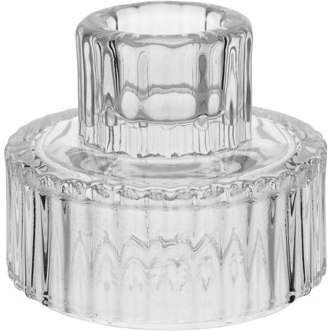 Castiçal Decorativo de Vidro Transparente 6x6x6cm Porta Vela Mesa Jantar Sala